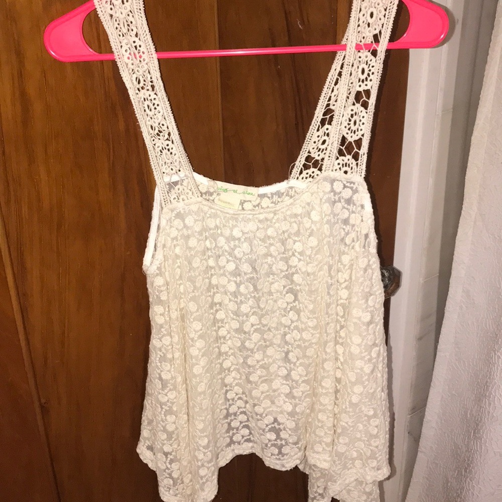 Urban Outfitters Lace Cream Tank Top